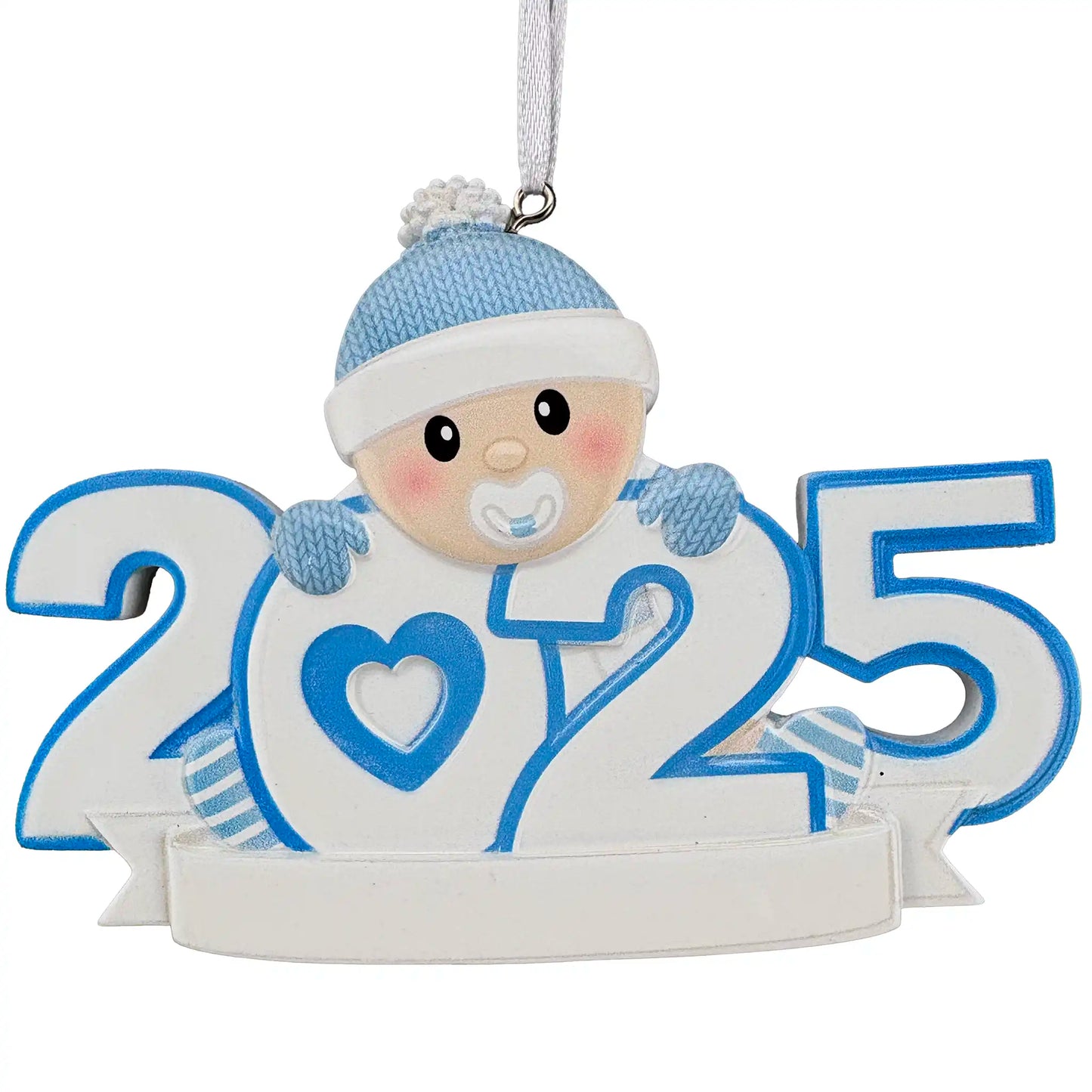 Adorno personalizado para la primera Navidad de Blue Baby 2024 - Chupete