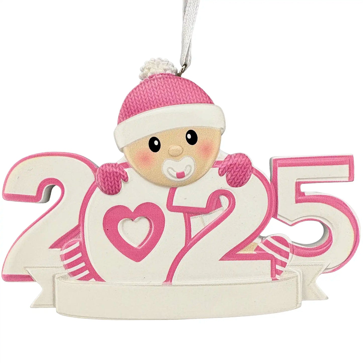 Adorno personalizado para la primera Navidad de 2024 de Pink Girl Baby - Chupete