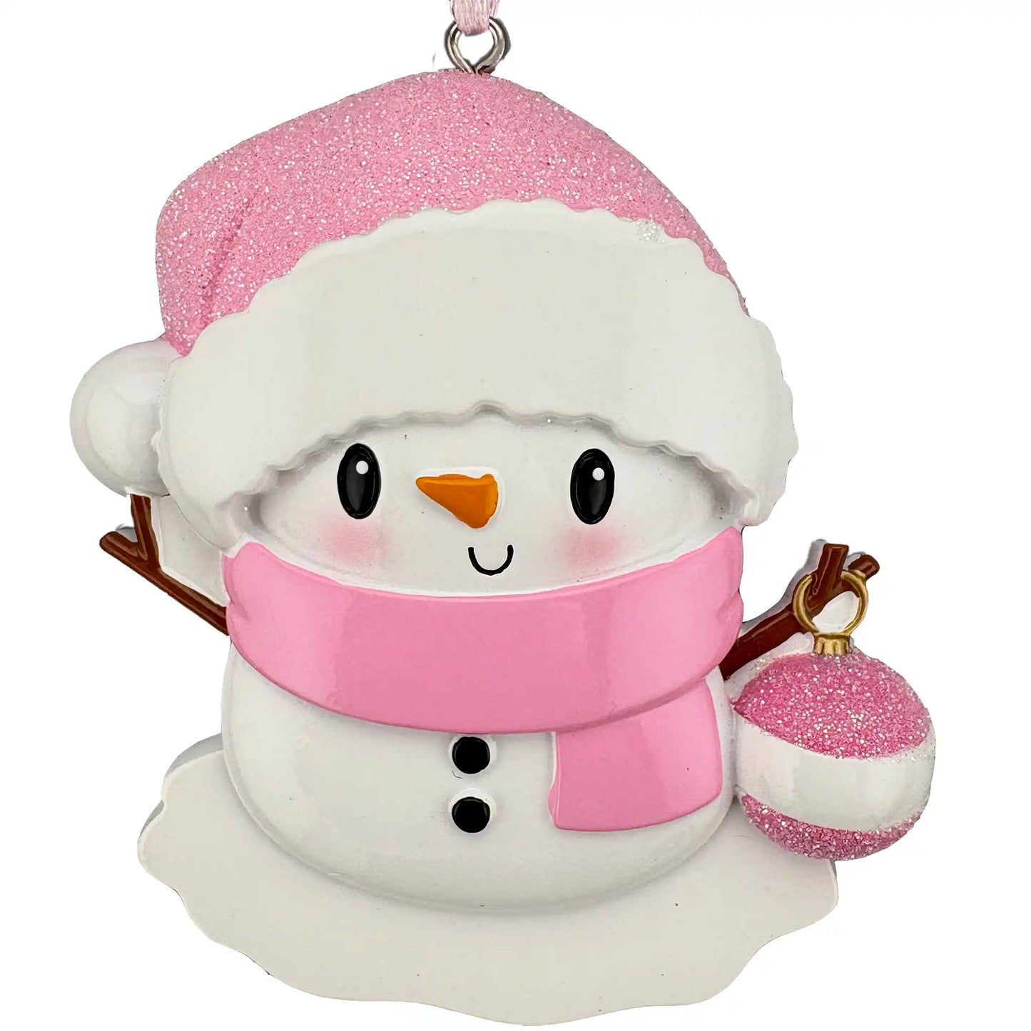 Baby Snowman Personalized Ornament - Pink