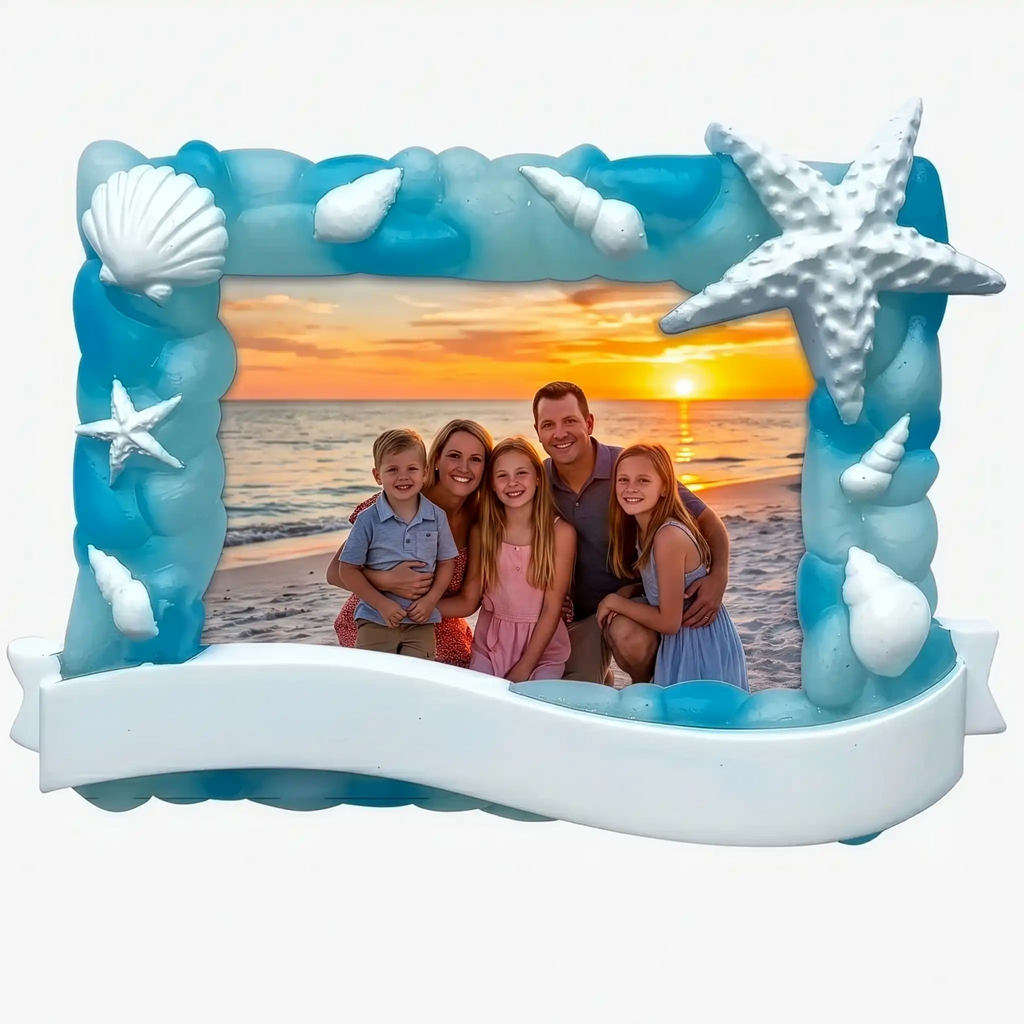 Beach Vacation Photo Frame Personalized Christmas Ornament