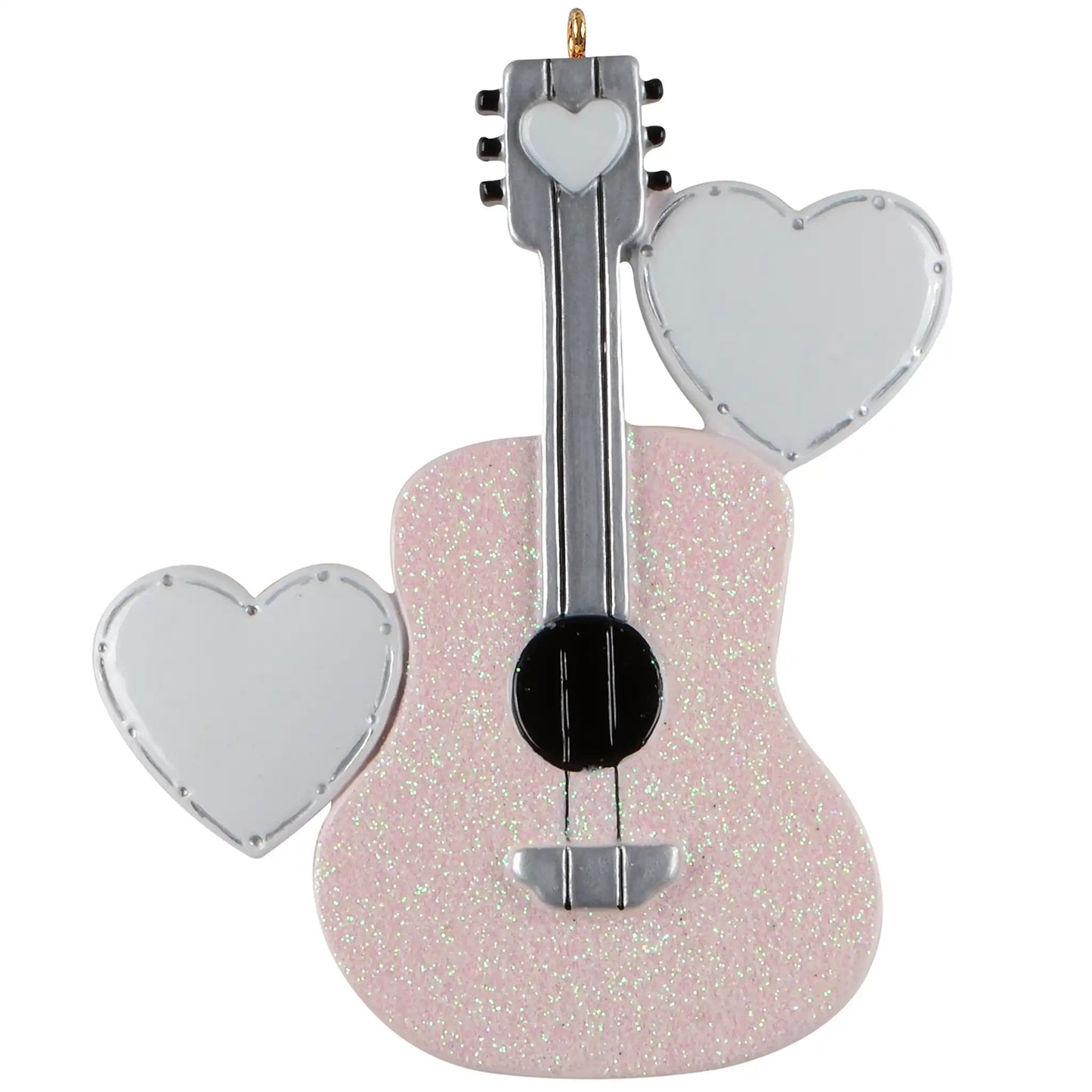 Adorno personalizado con purpurina de guitarra rosa