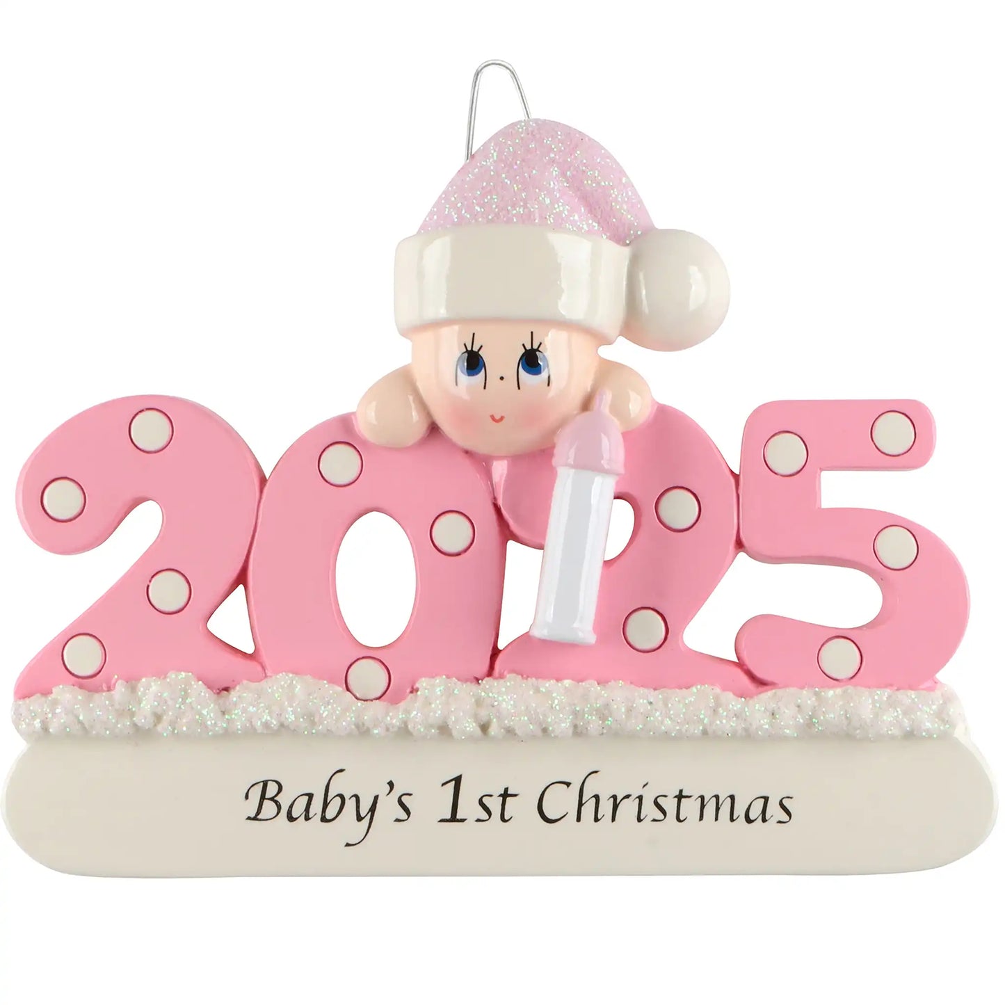 Adorno personalizado para la primera Navidad de tu bebé (rosa, 2025)