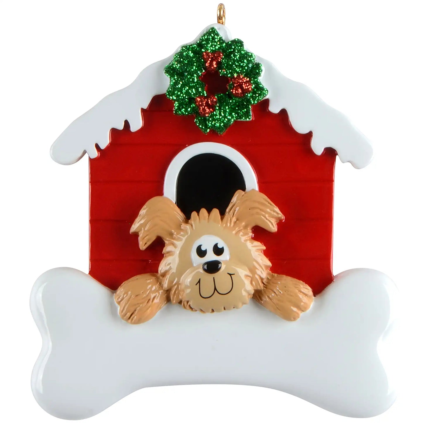 Adorno personalizado de casa de perro marrón