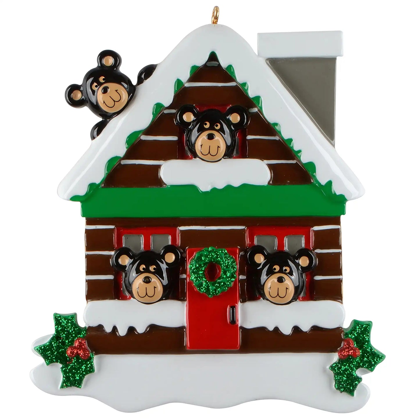 Mountain Cabin Family of 4 Personalized Ornament