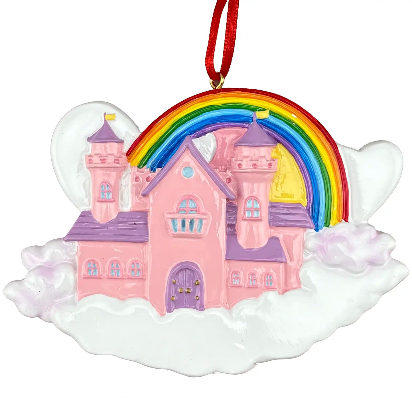 Princess Rainbow Castle Personalized Ornament
