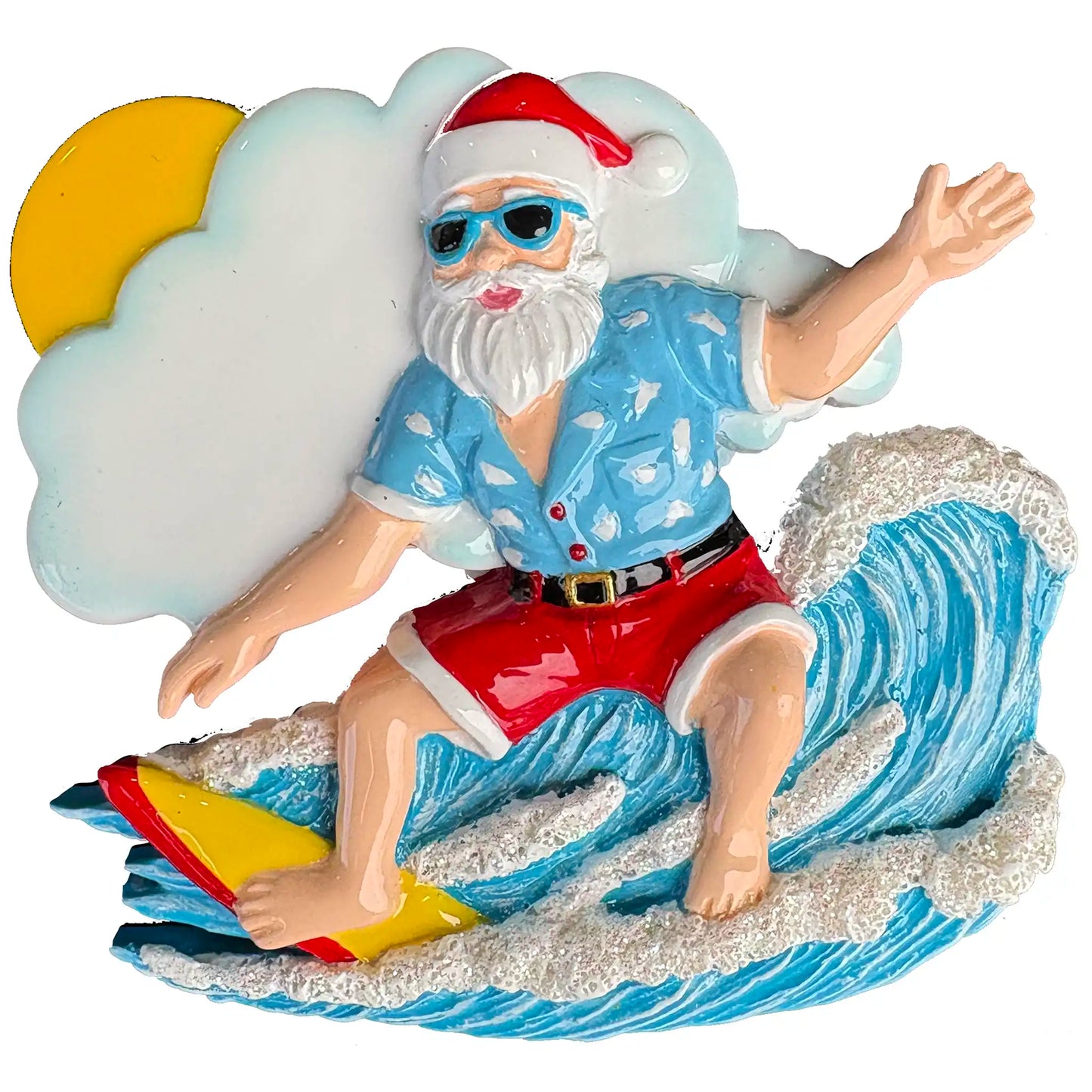 Big Wave Surfing Santa Personalized Ornament