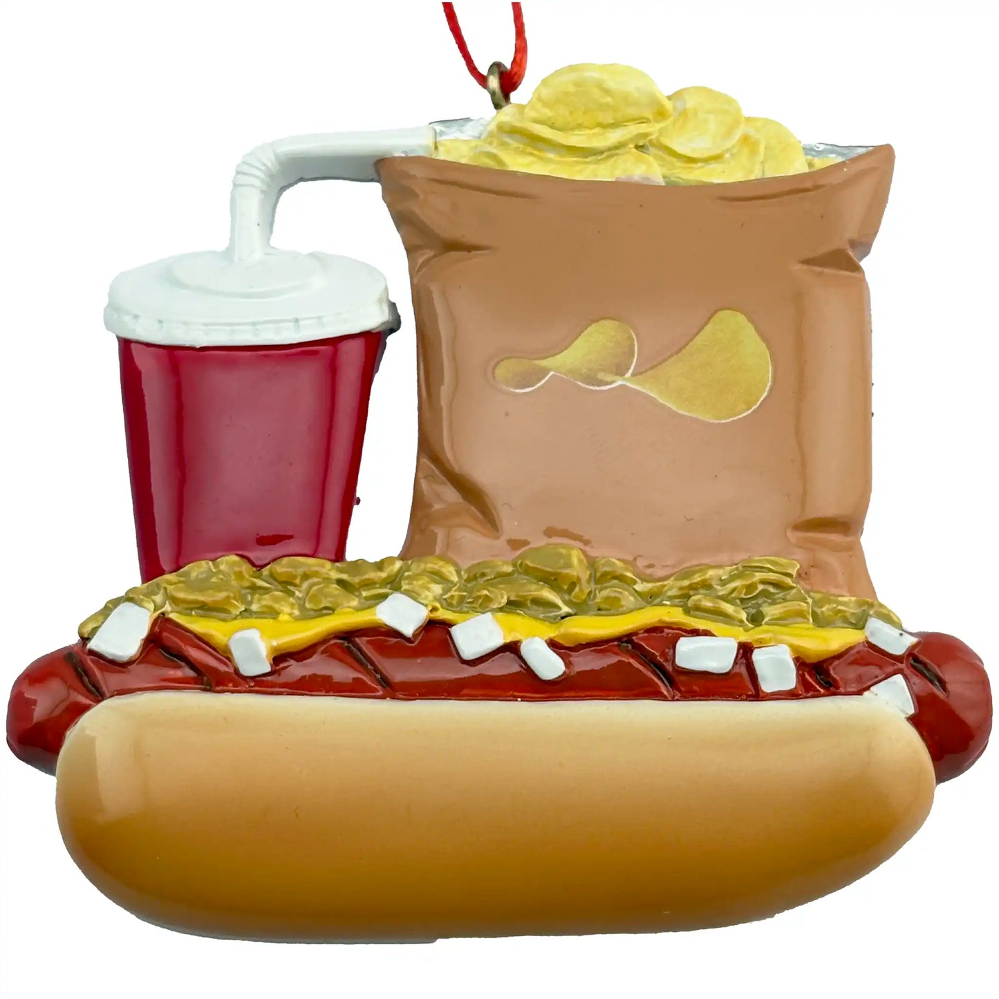 Adorno personalizado de hot dog, papas fritas y refresco