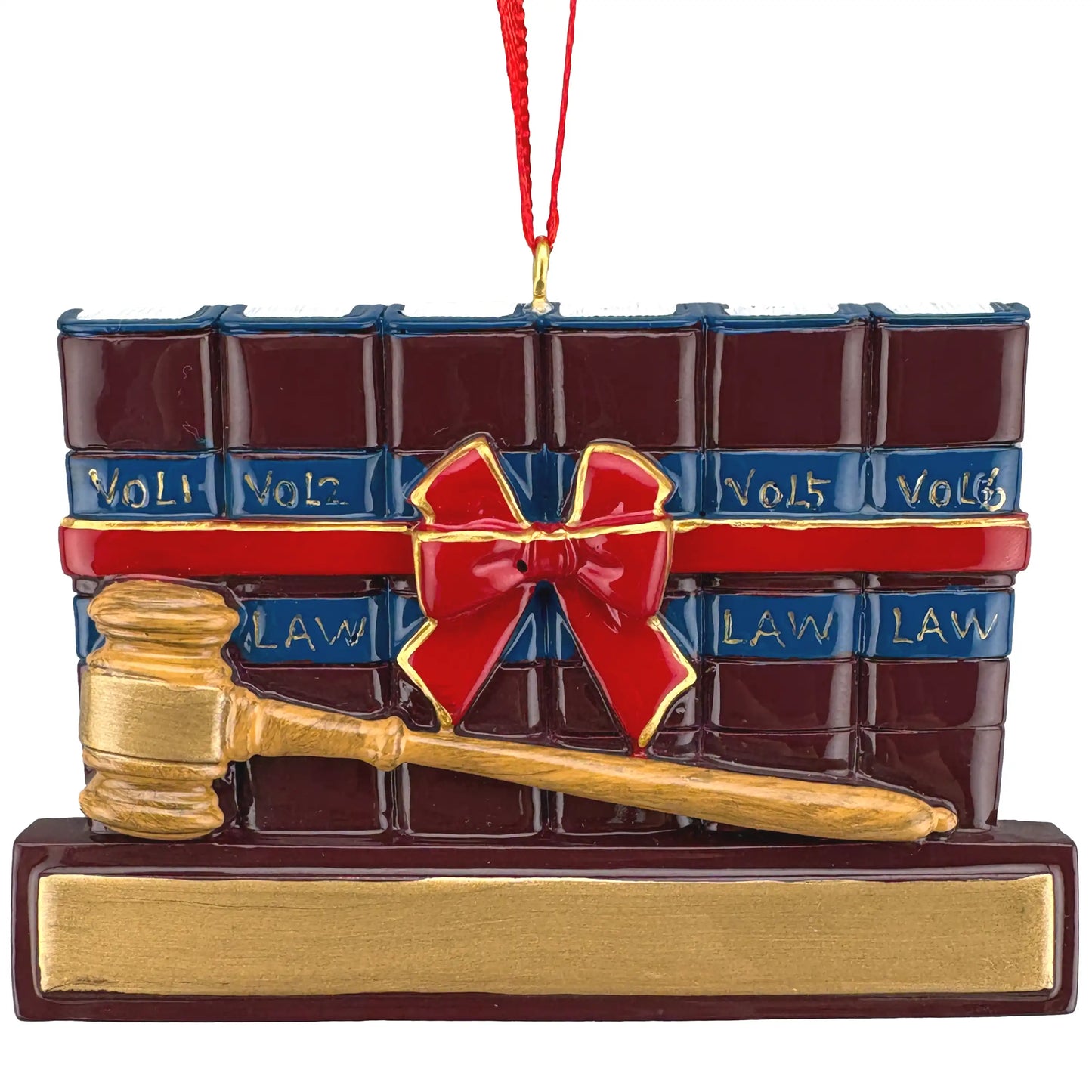 Law and gavel attorney personalized Christmas ornament shown blank before laser engraving