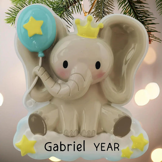 Personalized Baby Boy Elephant Christmas Ornament
