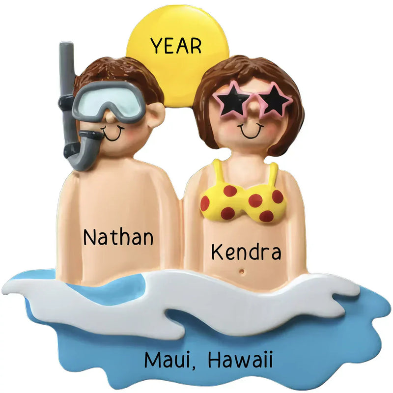 Beach & Sea Couple Christmas Ornament from MyOrnament for Valentine’s Day. 