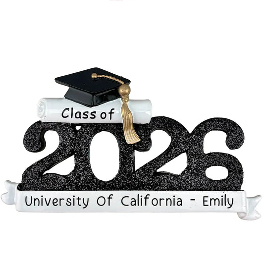 Class of 2026 Personalized Graduation Ornament, Black from MyOrnament. 