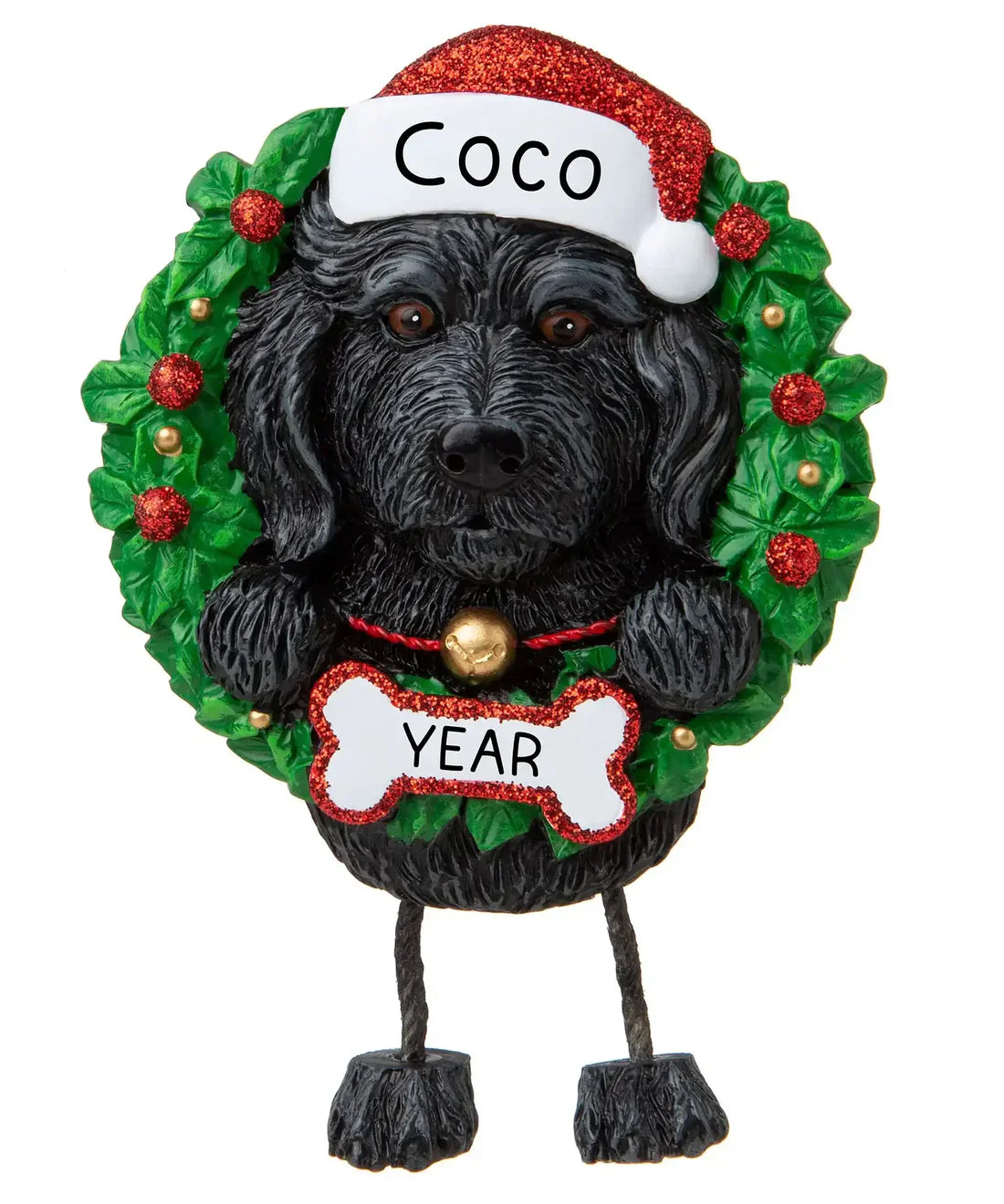Labradoodle Black Wreath Christmas Ornament from MyOrnament. 
