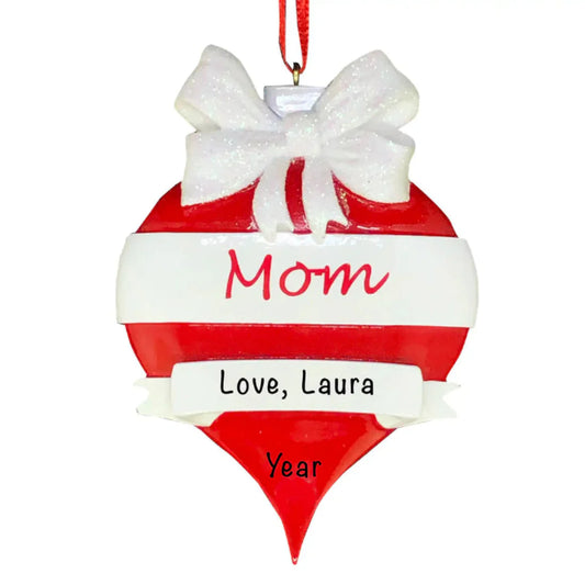 Mom Red Christmas Ornament personalized keepsake ornament with child name and year for Mothers Day gift