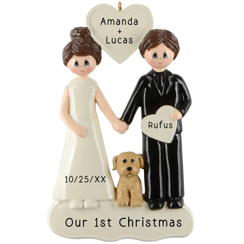 Wedding Couple With Dog Personalized Ornament from MyOrnament. 