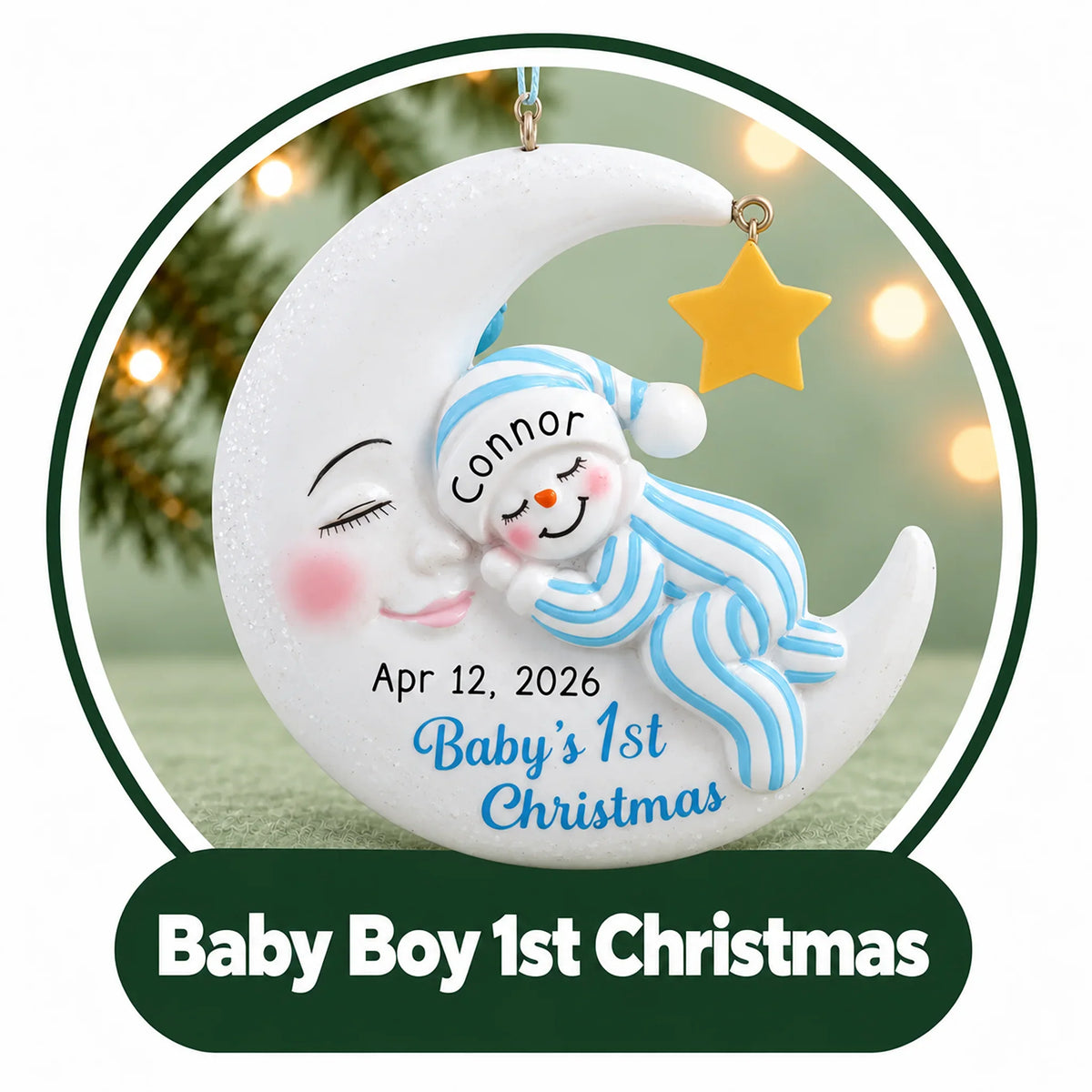 Personalized Baby Boy's First Christmas Ornaments