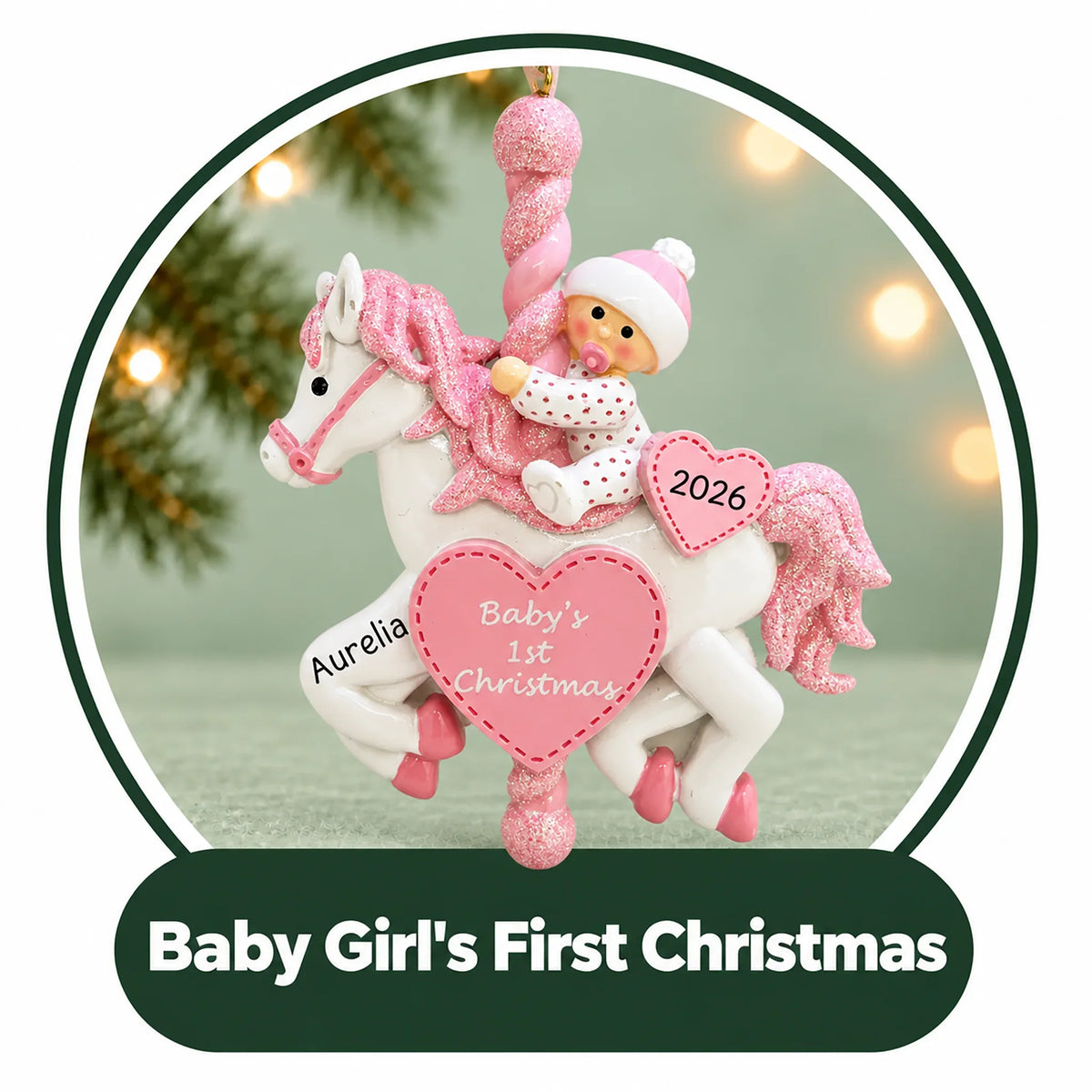 Personalized Baby Girl's First Christmas Ornaments