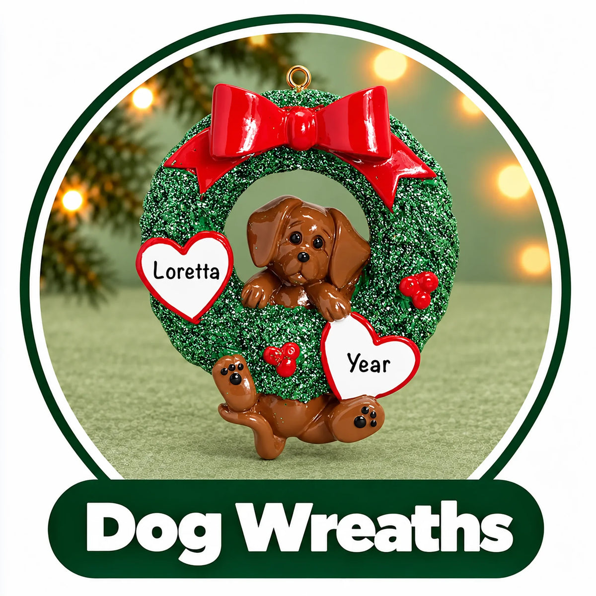 Personalized Dog Wreath Ornaments