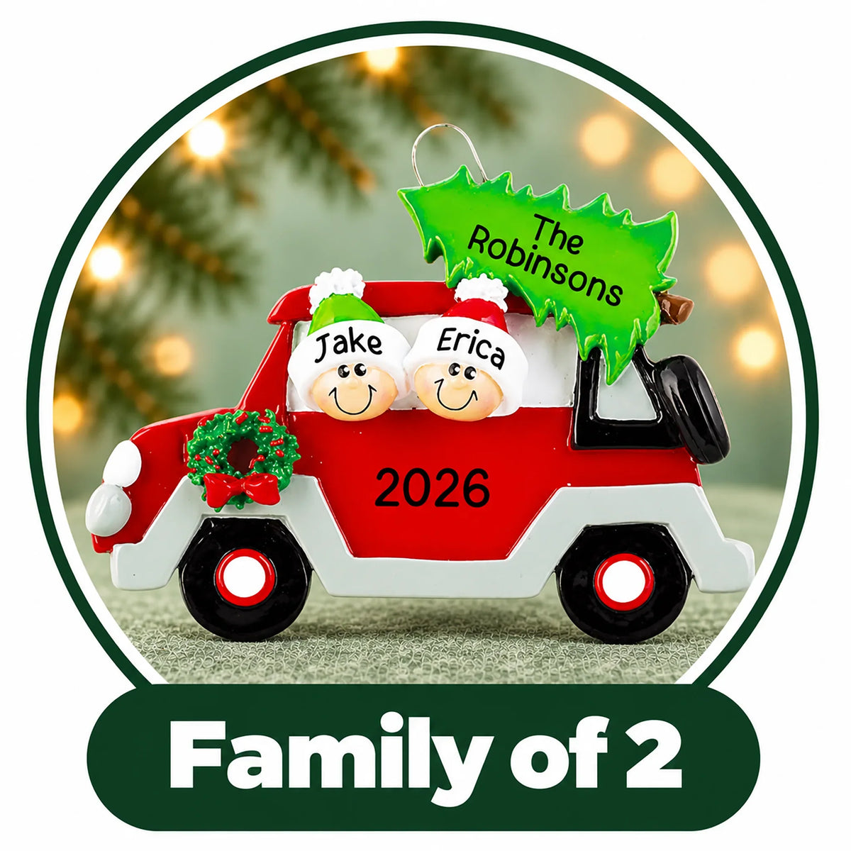 Personalized Family of 2 Ornaments