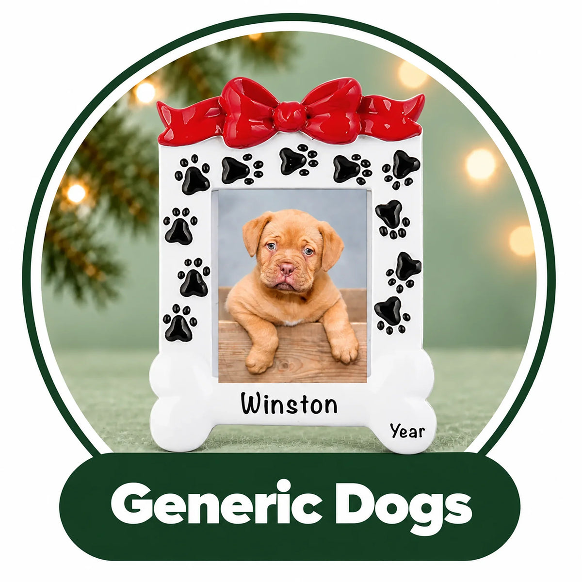 Personalized Dog Bone & Photo Frame Ornaments