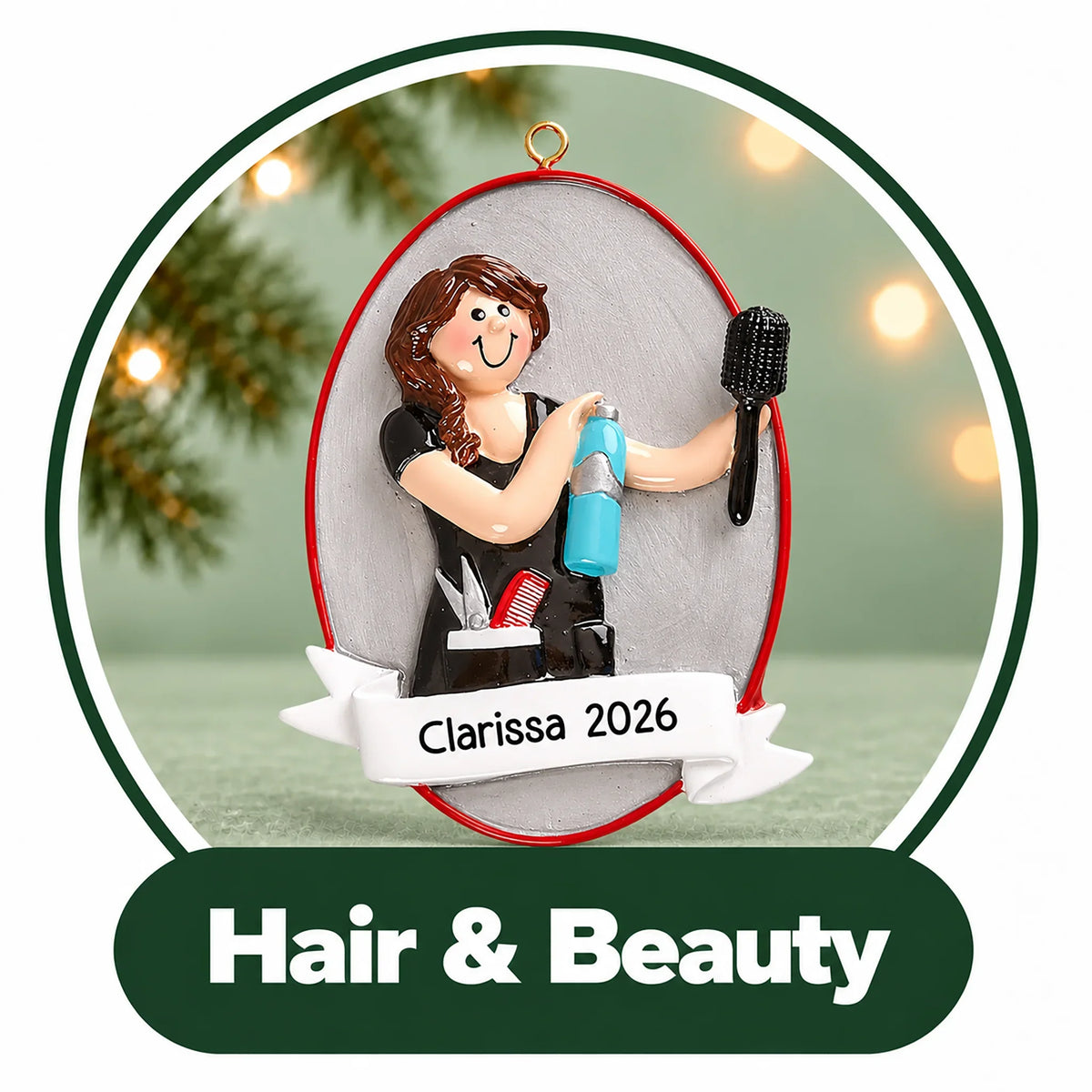 Personalized Hair Stylist & Nail Tech Ornaments