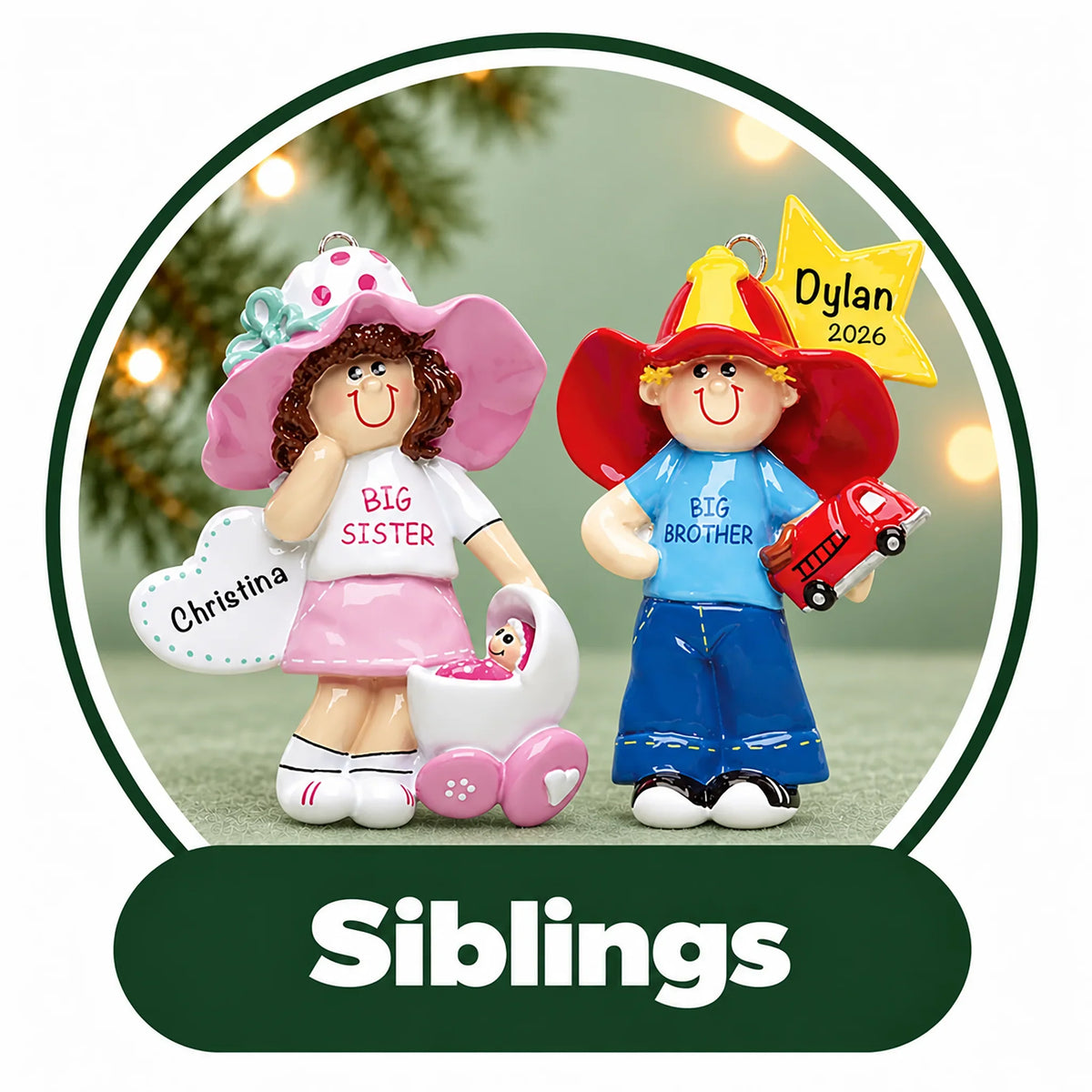 Personalized Big Brother & Big Sister Ornaments