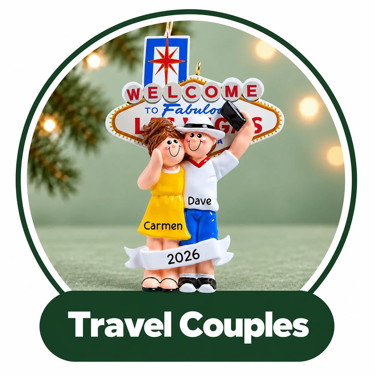 Personalized Couples Travel Ornaments
