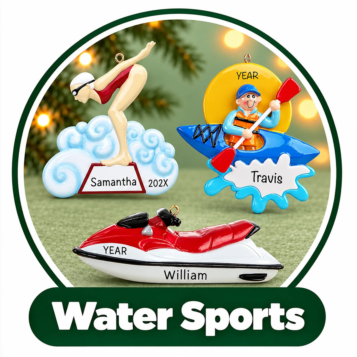Personalized Water Sports Ornaments