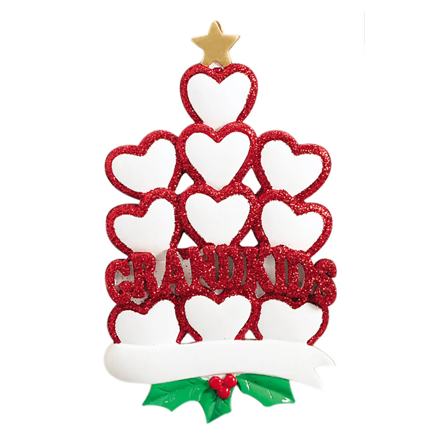 Grandkids Hearts Family of 10 Christmas Ornament