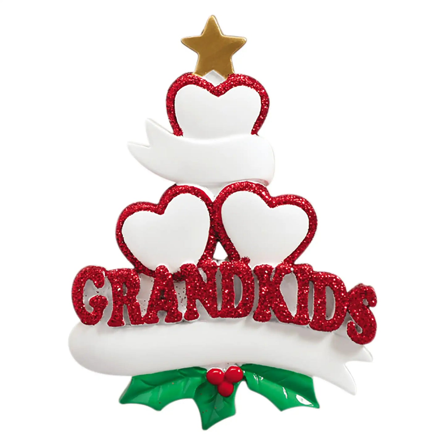 Grandkids Hearts Family of 3 Christmas Ornament