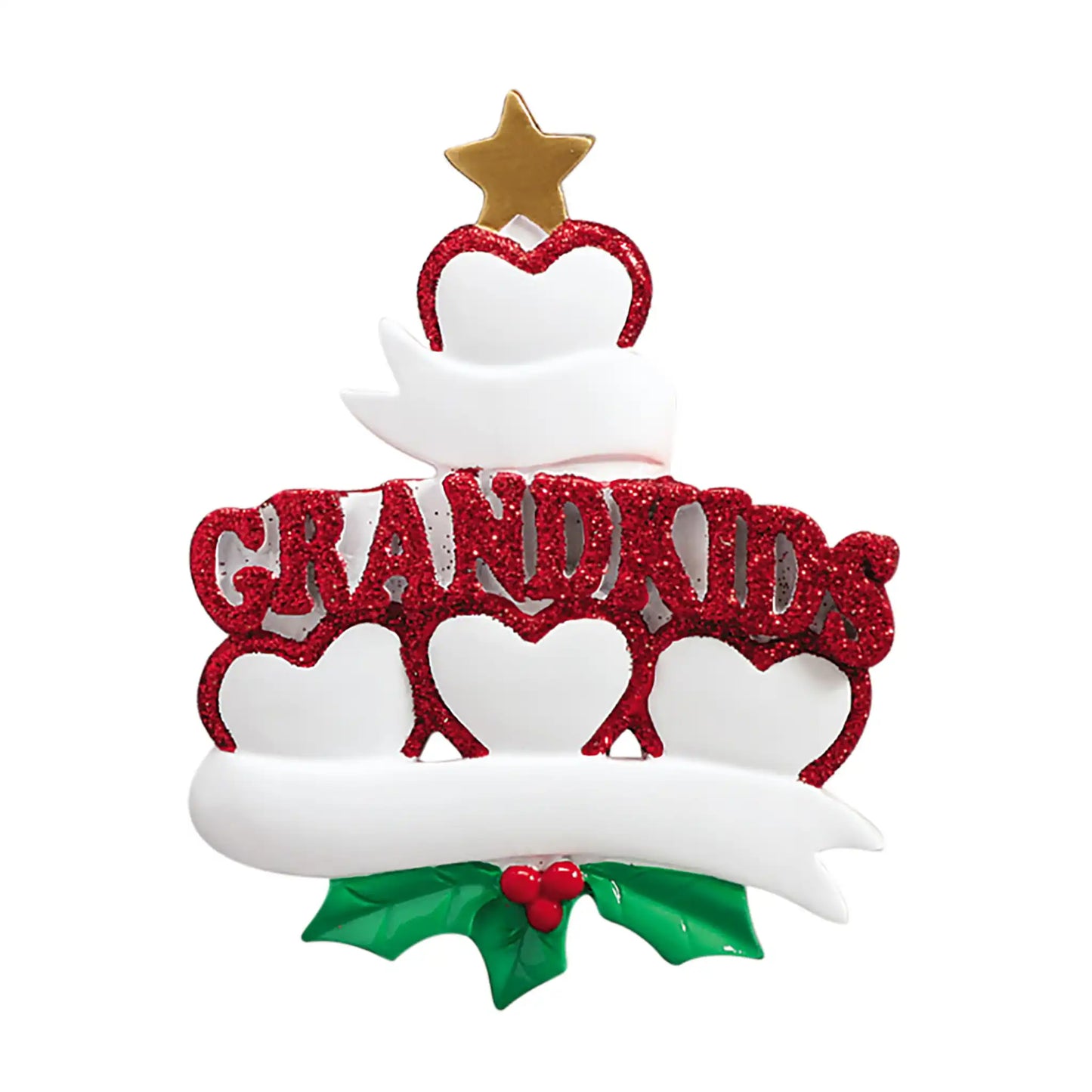 Grandkids Hearts Family of 4 Christmas Ornament