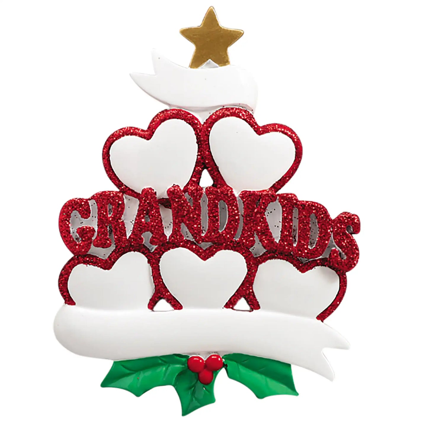 Grandkids Hearts Family of 5 Christmas Ornament