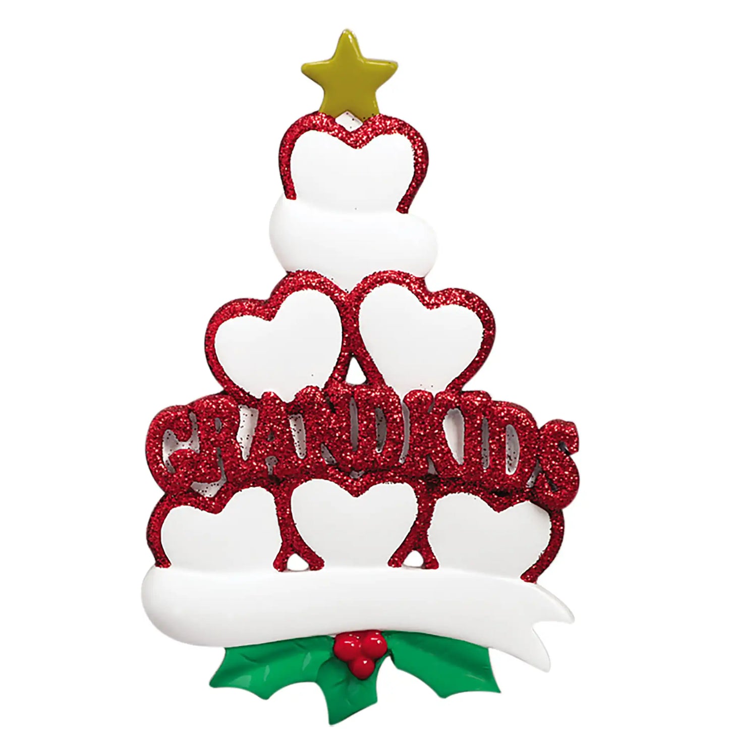 Grandkids Hearts Family of 6 Christmas Ornament