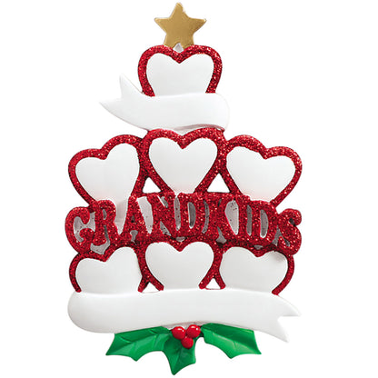 Grandkids Hearts Family of 7 Christmas Ornament