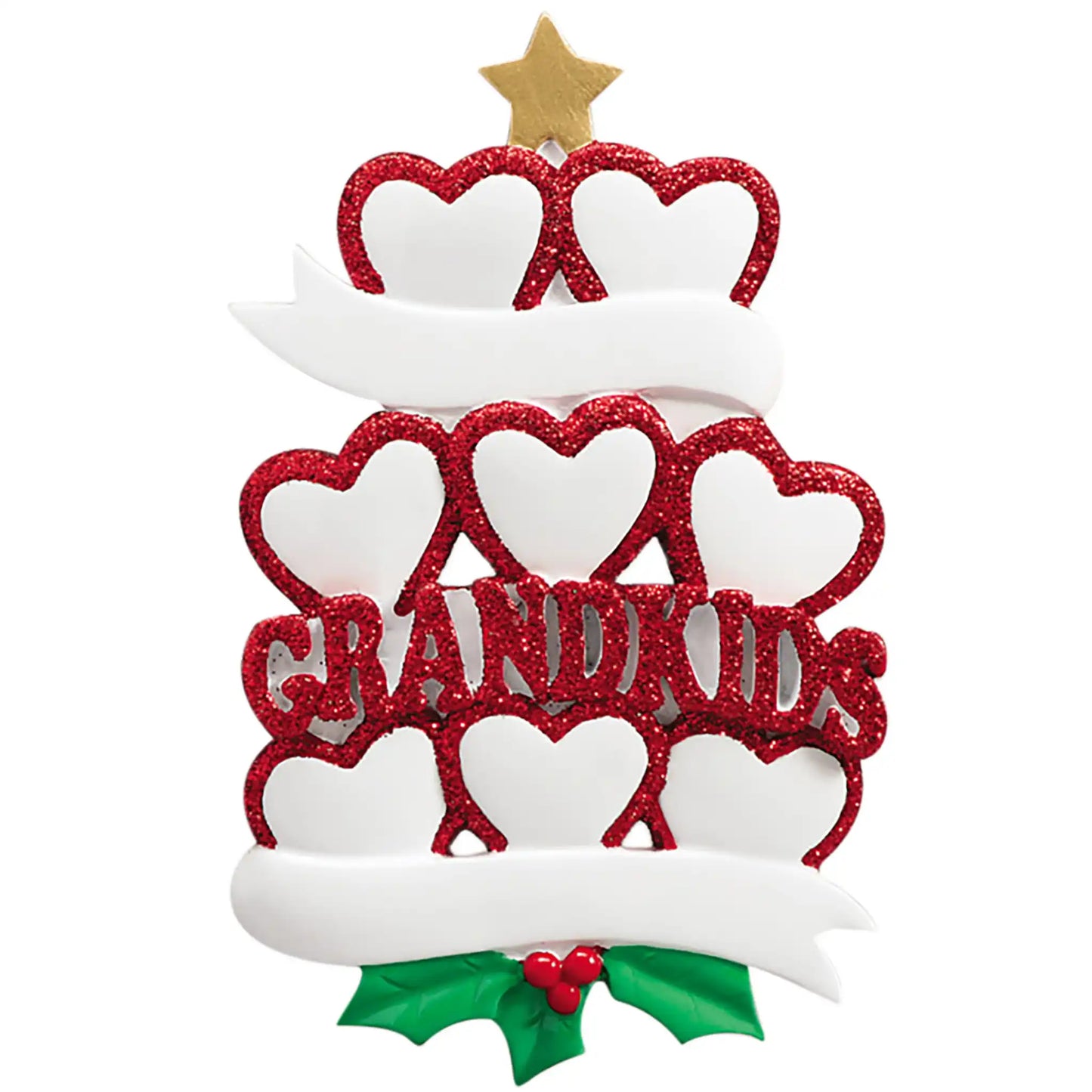 Grandkids Hearts Family of 8 Christmas Ornament