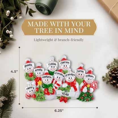 Snowman Family of 10 Christmas Ornament