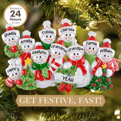 Snowman Family of 10 Christmas Ornament