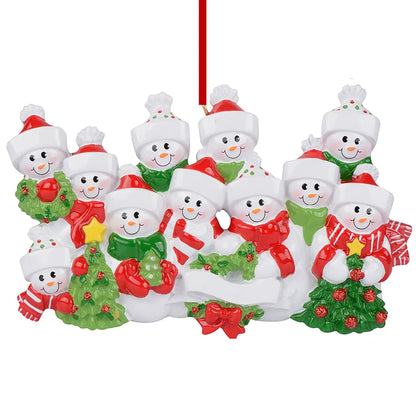 Personalized Snowman Family of 11 Christmas Ornament