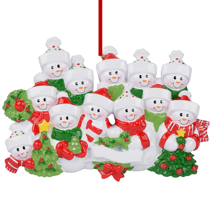 Personalized Snowman Family of 12 Christmas Ornament