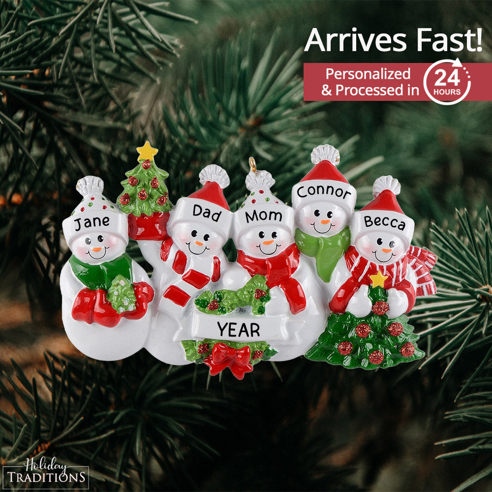 Snowman Family of 5 Christmas Ornament