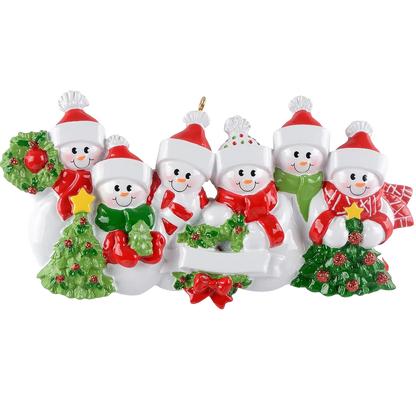 Snowman Family of 6 Christmas Ornament