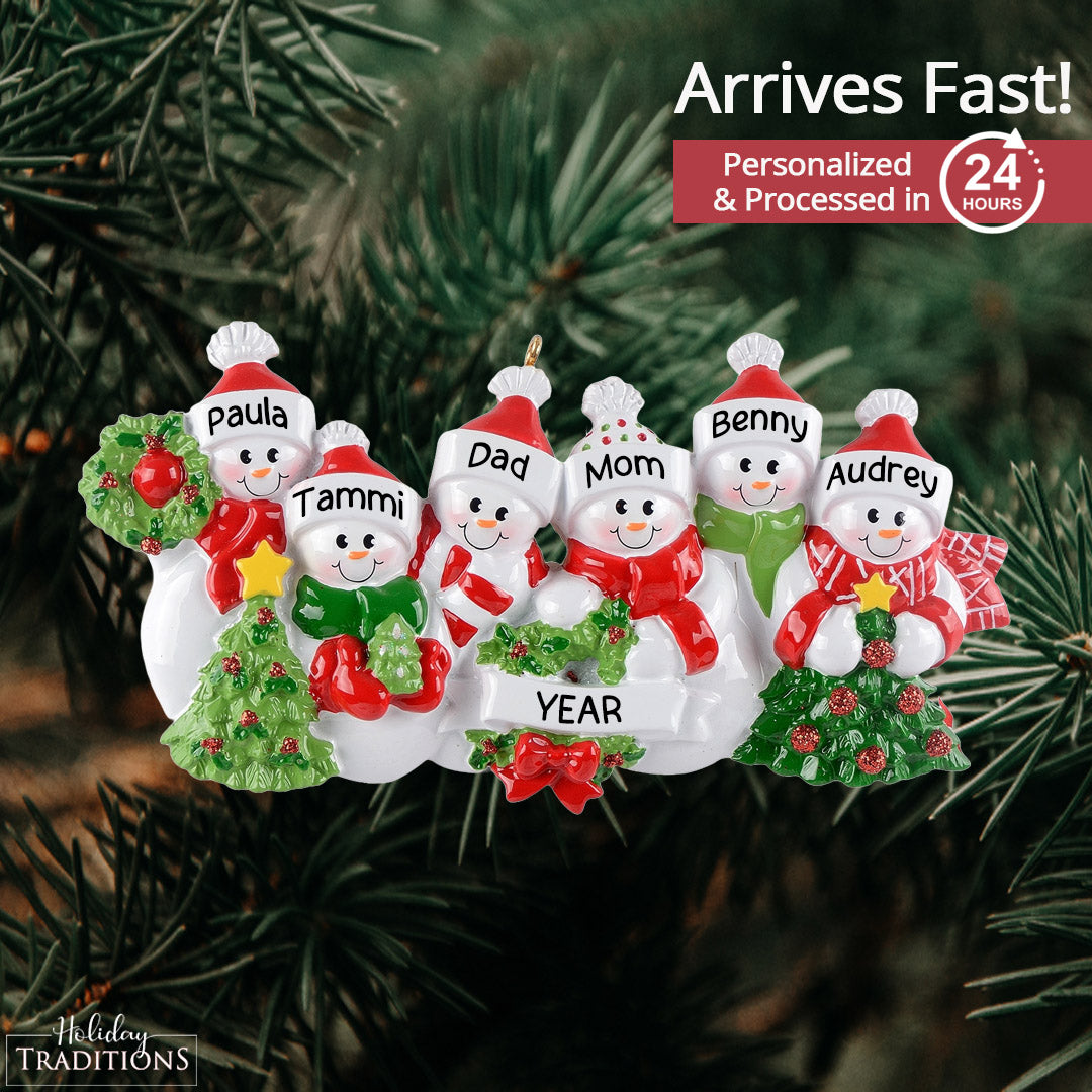 Snowman Family of 6 Christmas Ornament