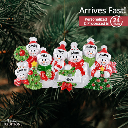 Snowman Family of 7 Christmas Ornament