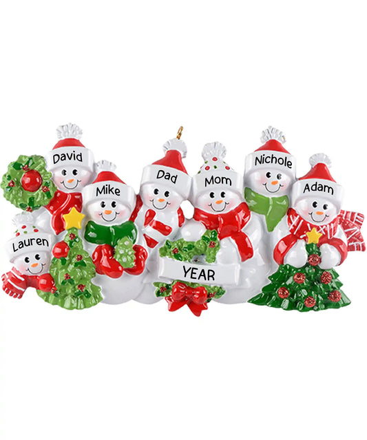 Snowman Family of 7 Christmas Ornament