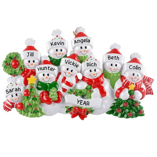 Snowman Family of 9 Christmas Ornament