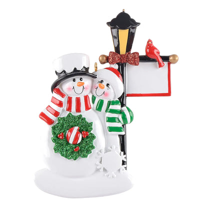 Snowman Couple Lamp Christmas Ornament