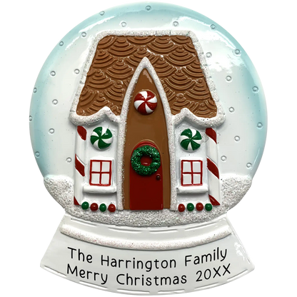 Gingerbread House Snow Globe Christmas Ornament