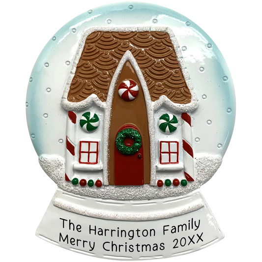 Gingerbread House Snow Globe Christmas Ornament