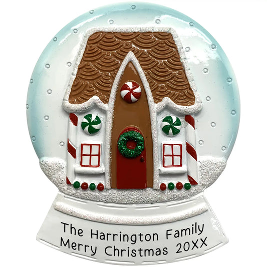 Gingerbread Snow Globe Personalized Ornament