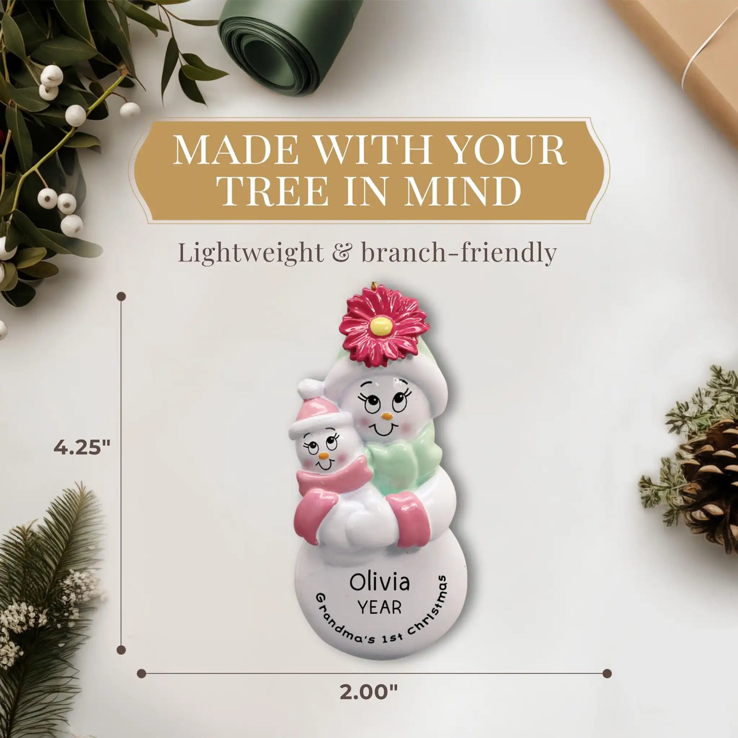 Grandma's 1st Christmas Ornament - Pink