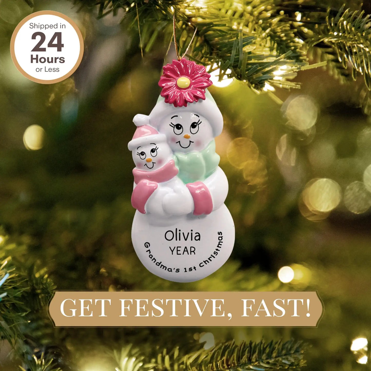 Grandma's 1st Christmas Ornament - Pink